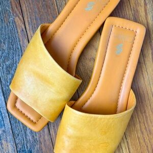 Franco Sarto Mustard Yellow Slide Sandals